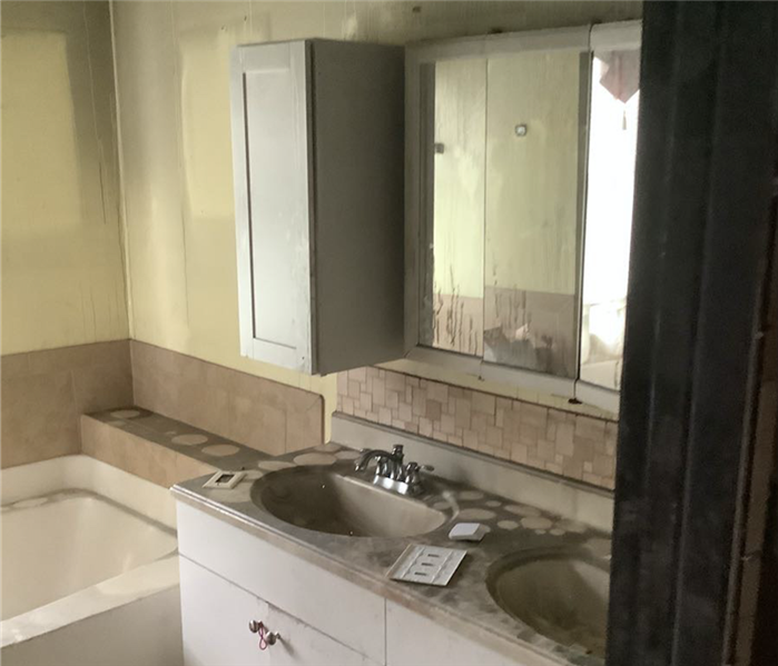 Bathroom after a fire.